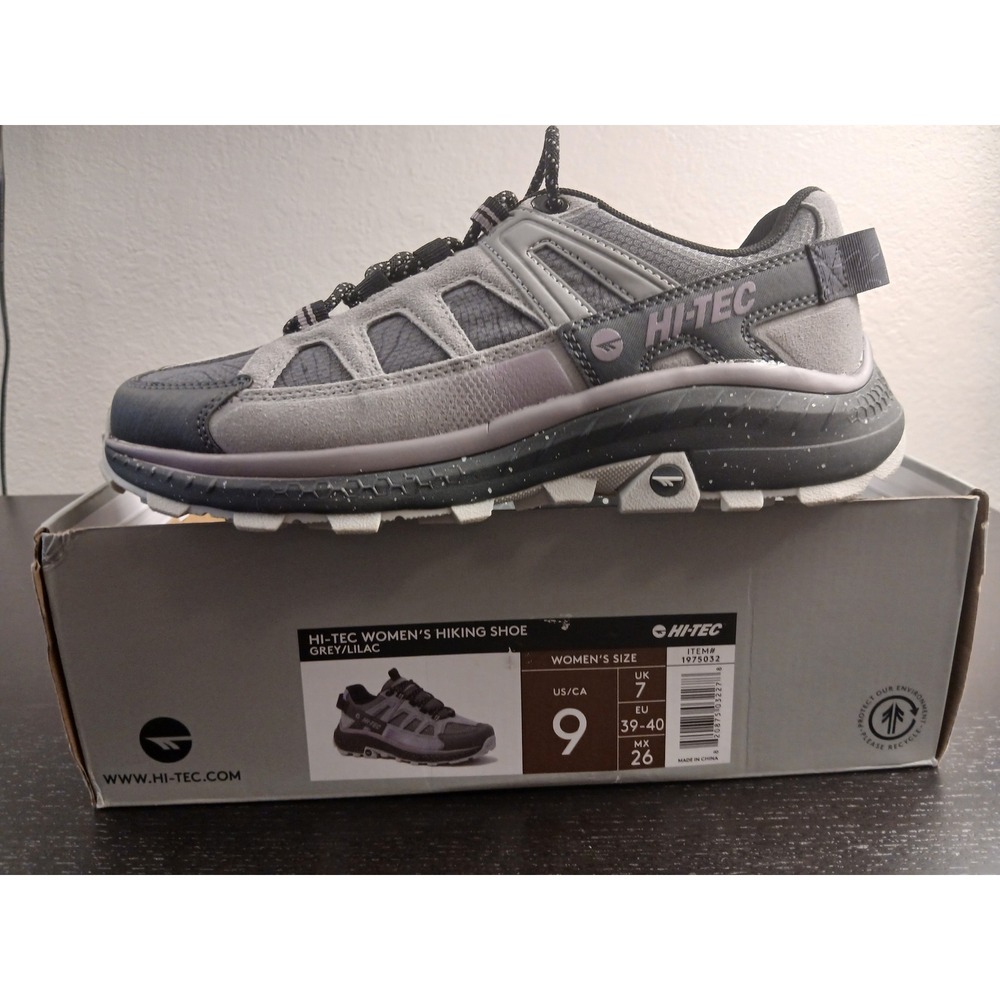 Hi-Tec Mens Hiking Shoes Grey Lilac Low Top Trail Sneakers 1975032 Size 9 NEW